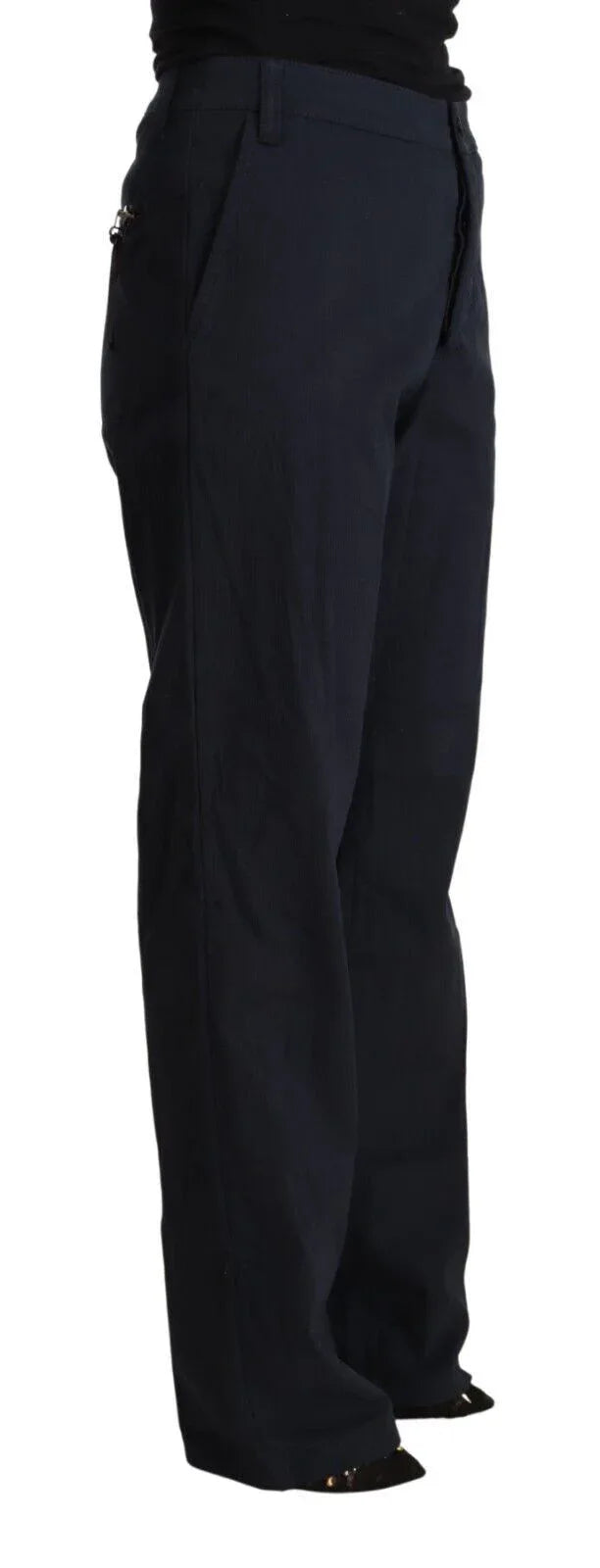 Exte Black High Waist Tapered Cotton Pants - Zeiniez