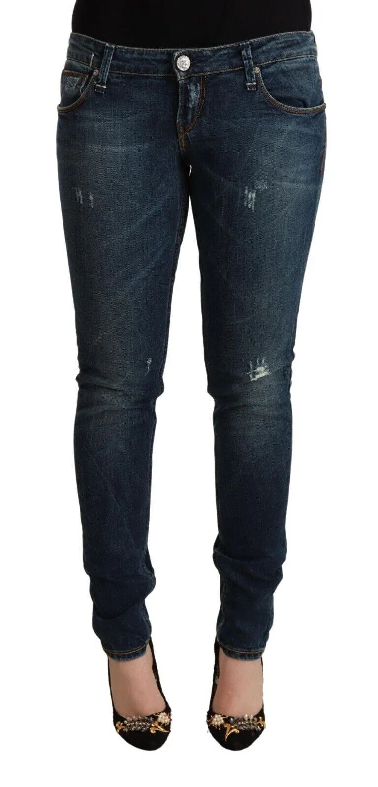 Acht Blue Washed Low Waist Slim Fit Denim Jeans - Zeiniez