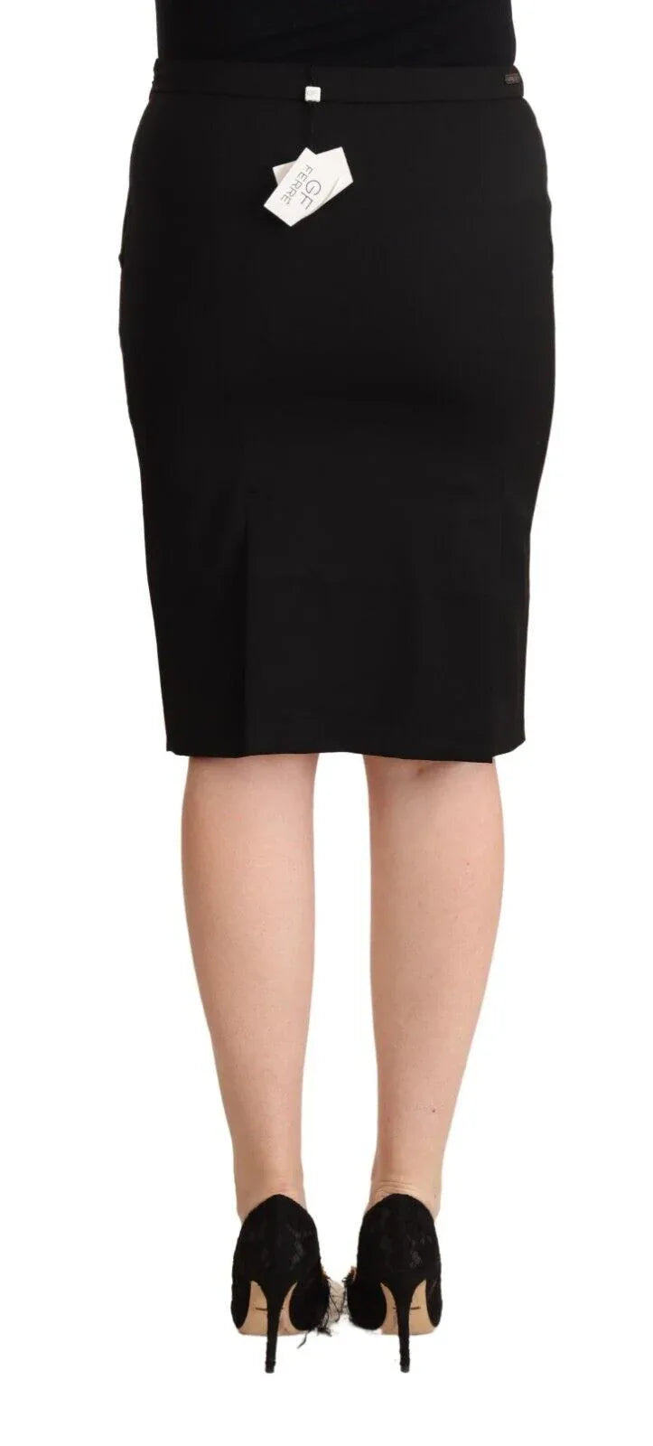 GF Ferre Black Pencil Knee Length Straight Skirt - Zeiniez