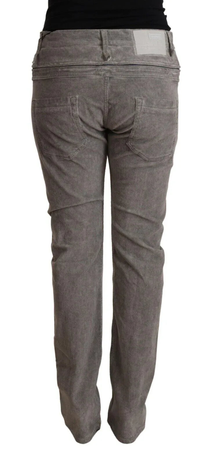 Acht Gray Cotton Straight Fit High Waist Pants - Zeiniez