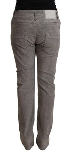 Acht Gray Cotton Straight Fit High Waist Pants - Zeiniez