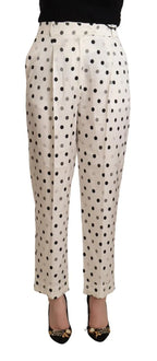 Ermanno Scervino White Polka Dotted High Waist Tapered Pants - Zeiniez