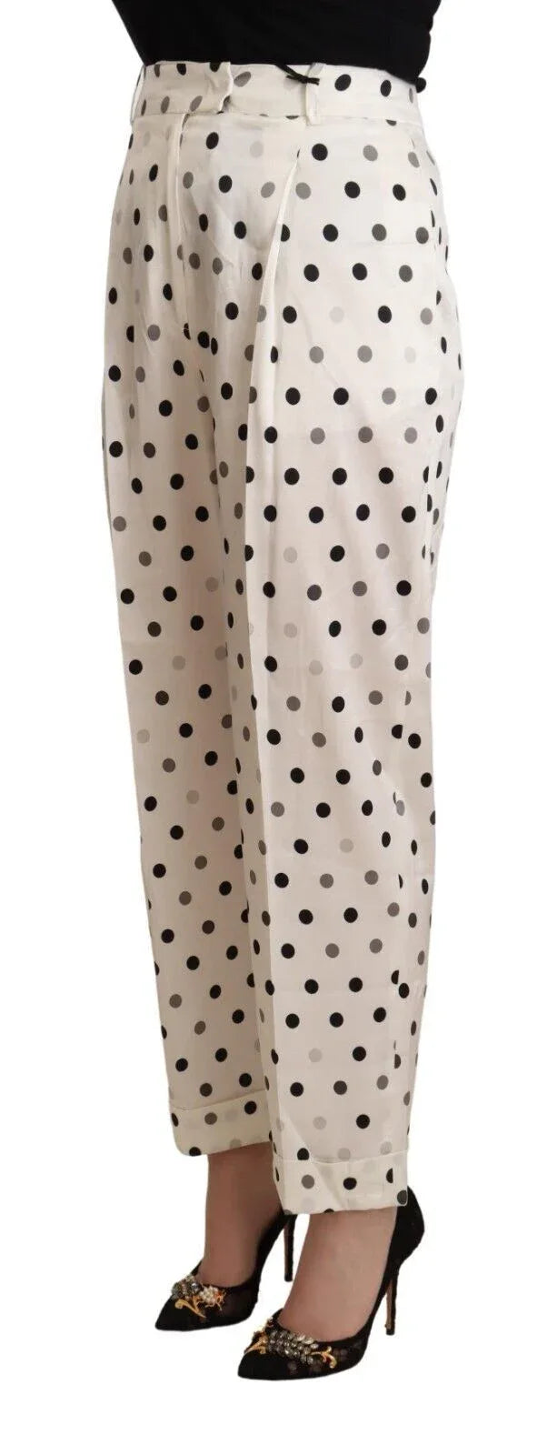 Ermanno Scervino White Polka Dotted High Waist Tapered Pants - Zeiniez