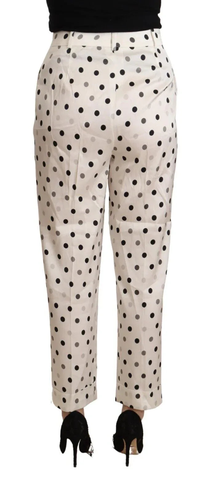 Ermanno Scervino White Polka Dotted High Waist Tapered Pants - Zeiniez