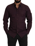 Dolce & Gabbana Purple Cotton GOLD Slim Fit Dress Shirt - Zeiniez