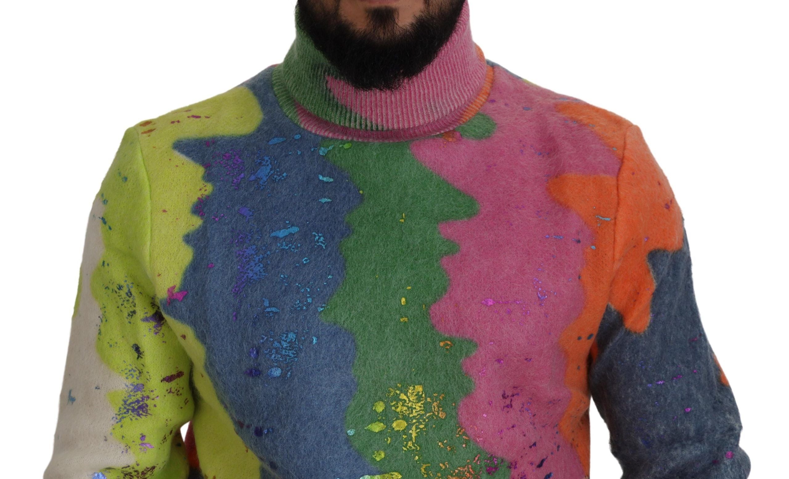 Dolce & Gabbana Multicolor Turtleneck Pullover Mohair Sweater - Zeiniez