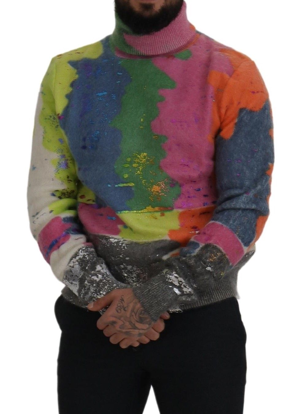 Dolce & Gabbana Multicolor Turtleneck Pullover Mohair Sweater - Zeiniez