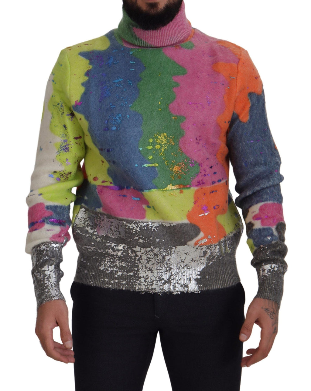 Dolce & Gabbana Multicolor Turtleneck Pullover Mohair Sweater - Zeiniez