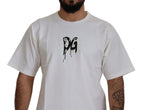 Dolce & Gabbana White Logo Print Cotton Crewneck T-shirt - Zeiniez