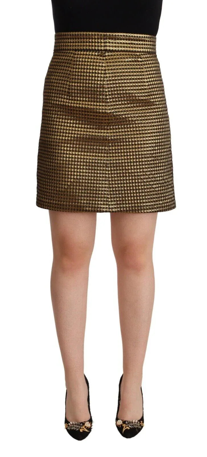 Boutique Moschino Black Gold A-line Above Knee Casual Skirt - Zeiniez