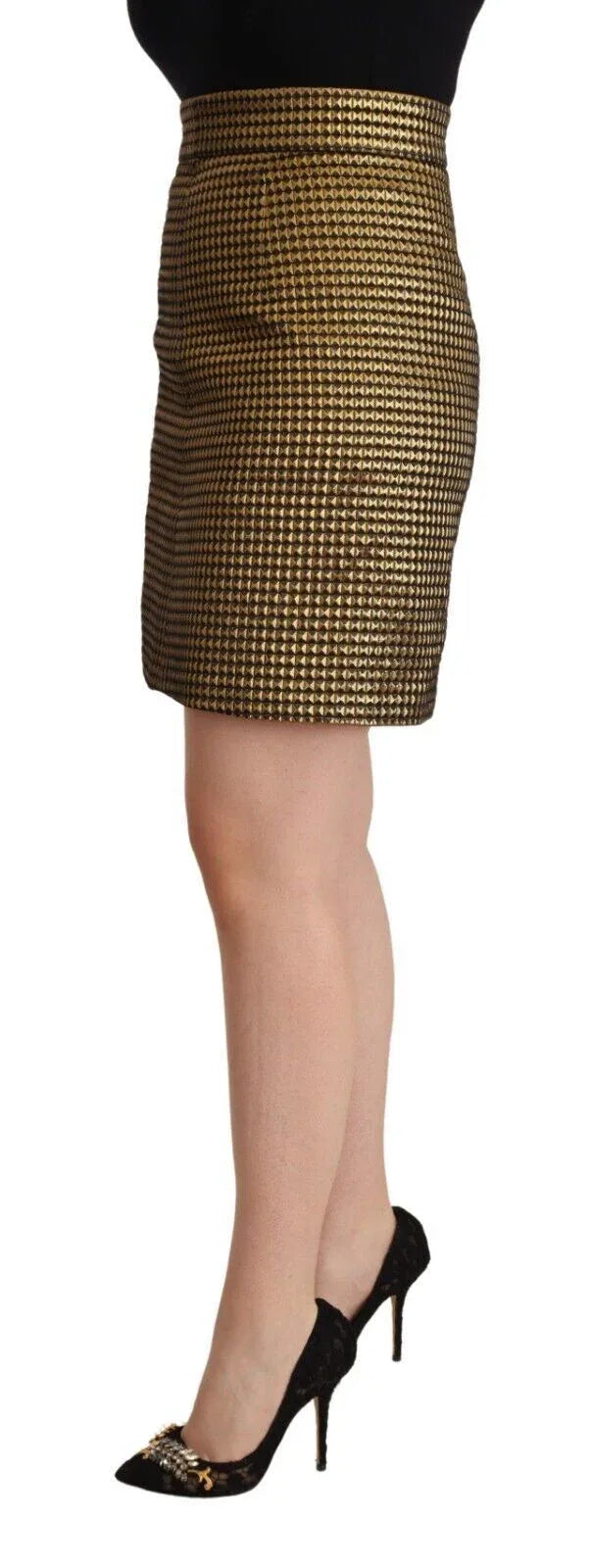 Boutique Moschino Black Gold A-line Above Knee Casual Skirt - Zeiniez