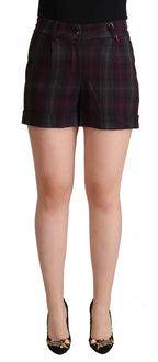 BENCIVENGA Multicolor Checkered Mid Waist Folded Hem Shorts - Zeiniez