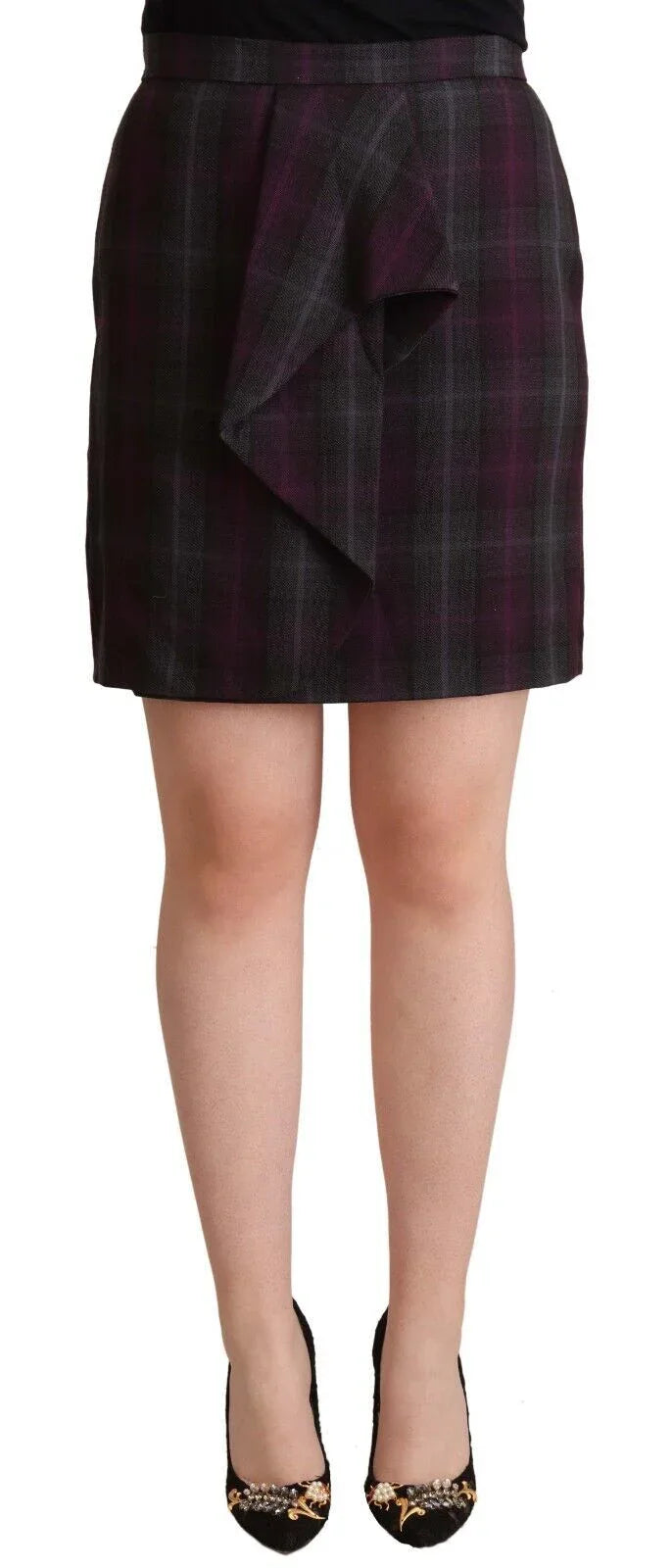 BENCIVENGA Multicolor Checkered Ruffle High Waist Mini Skirt - Zeiniez