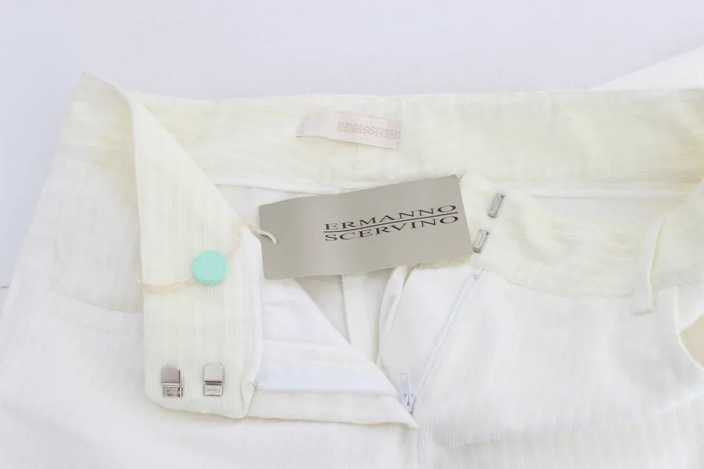 Ermanno Scervino White Striped Straight Fit Pants - Zeiniez