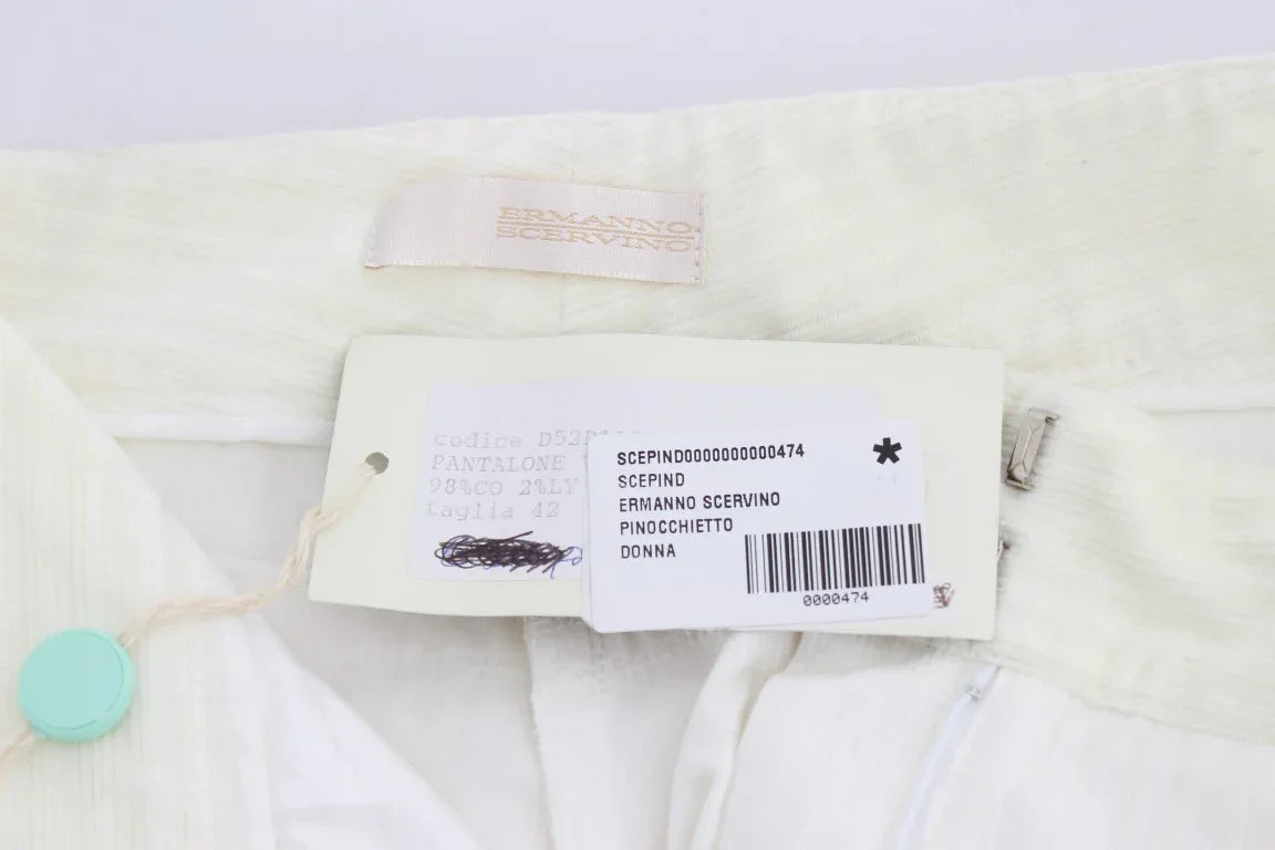 Ermanno Scervino White Striped Straight Fit Pants - Zeiniez