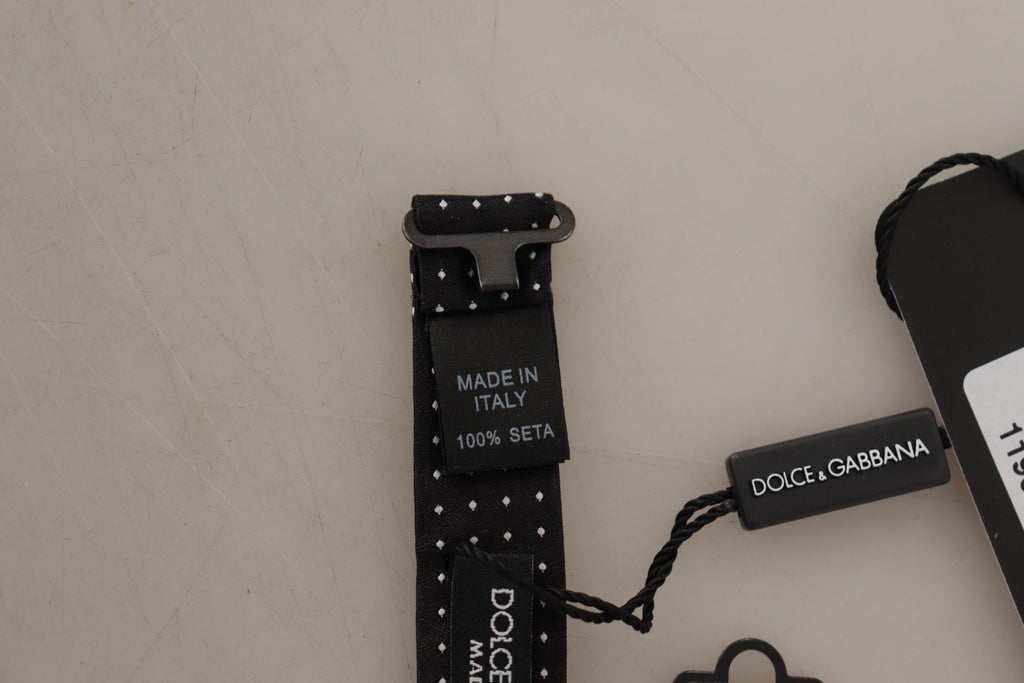 Dolce & Gabbana Black White Polka Dot Adjustable Neck Papillon Bow Tie - Zeiniez