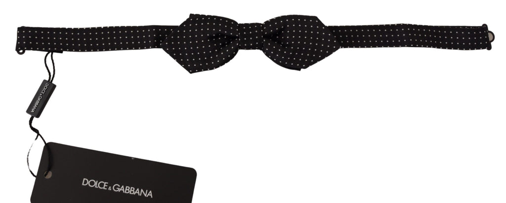 Dolce & Gabbana Black White Polka Dot Adjustable Neck Papillon Bow Tie - Zeiniez