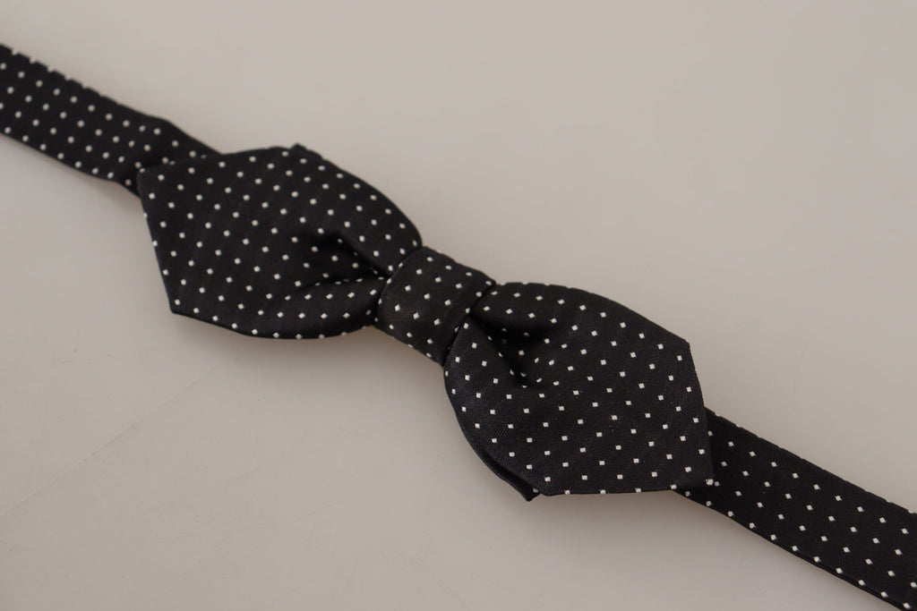 Dolce & Gabbana Black White Polka Dot Adjustable Neck Papillon Bow Tie - Zeiniez
