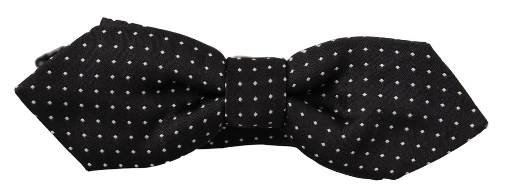Dolce & Gabbana Black White Polka Dot Adjustable Neck Papillon Bow Tie - Zeiniez