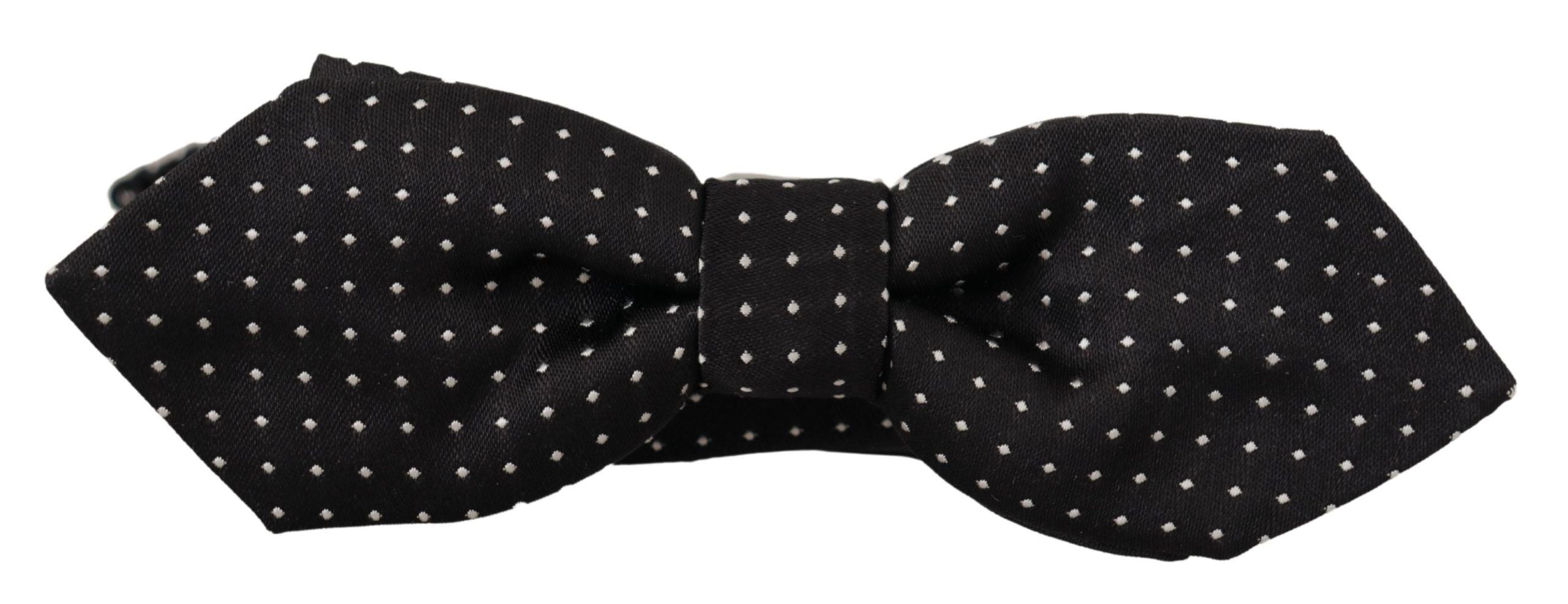 Dolce & Gabbana Black White Polka Dot Adjustable Neck Papillon Bow Tie - Zeiniez