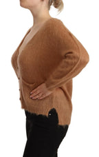 PINK MEMORIES Brown Cardigan V-Neck Long Sleeve Sweater - Zeiniez