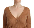 PINK MEMORIES Brown Cardigan V-Neck Long Sleeve Sweater - Zeiniez