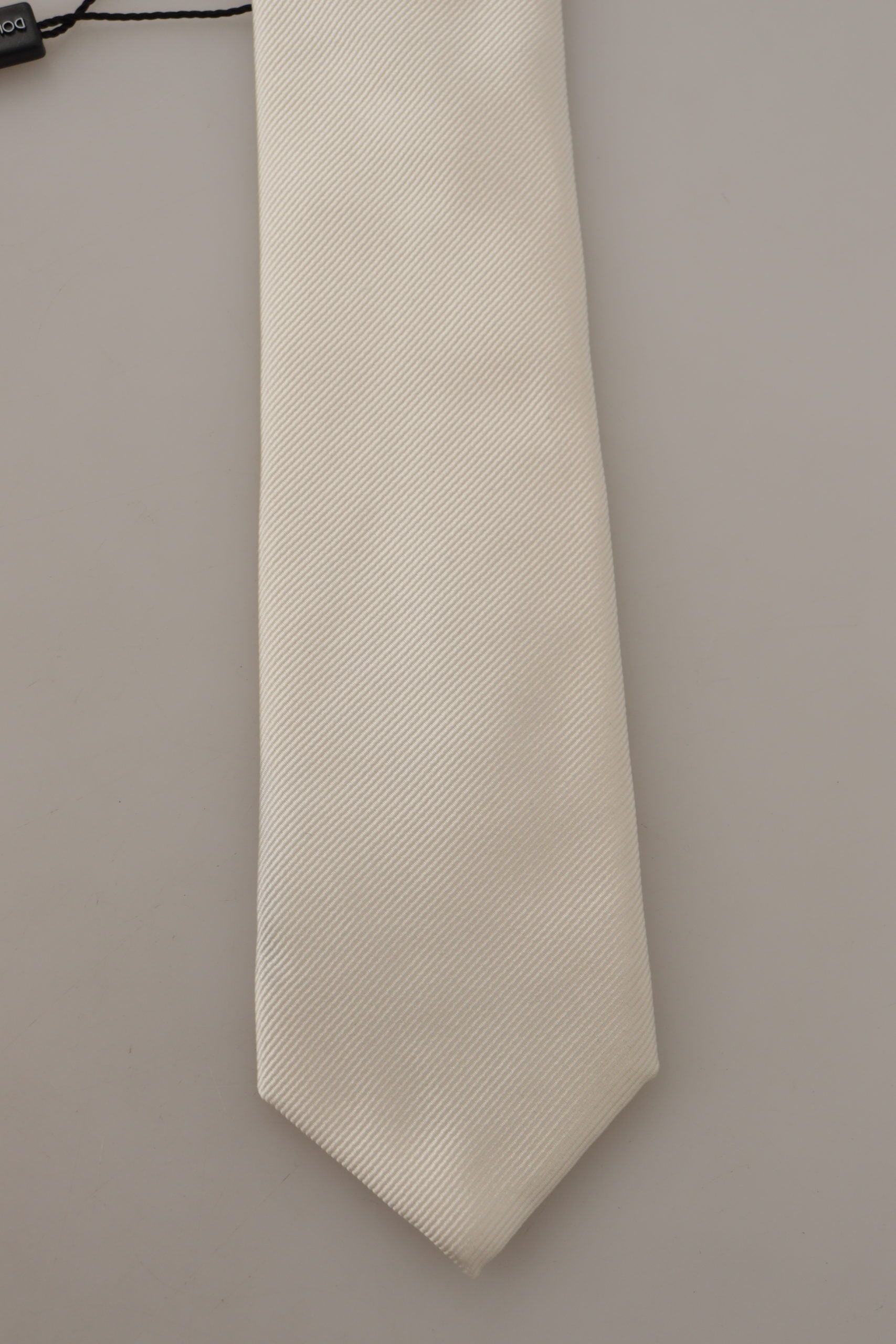 Dolce & Gabbana Off-White 100% Silk Slim Adjustable  Accessory Necktie - Zeiniez