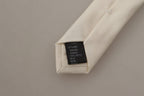 Dolce & Gabbana Off-White 100% Silk Slim Adjustable  Accessory Necktie - Zeiniez
