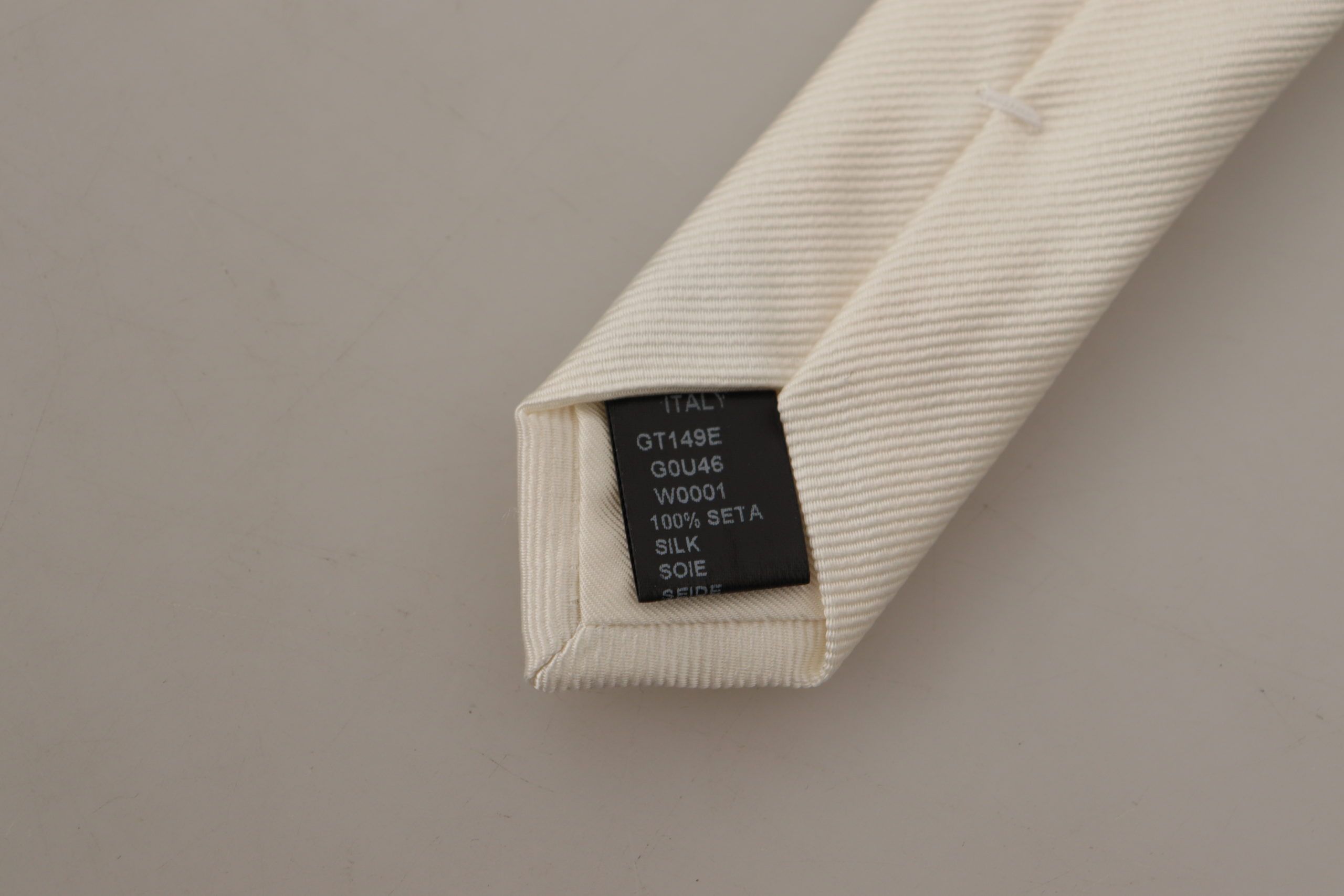 Dolce & Gabbana Off-White 100% Silk Slim Adjustable  Accessory Necktie - Zeiniez