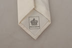 Dolce & Gabbana Off-White 100% Silk Slim Adjustable  Accessory Necktie - Zeiniez