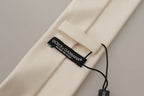 Dolce & Gabbana Off-White 100% Silk Slim Adjustable  Accessory Necktie - Zeiniez