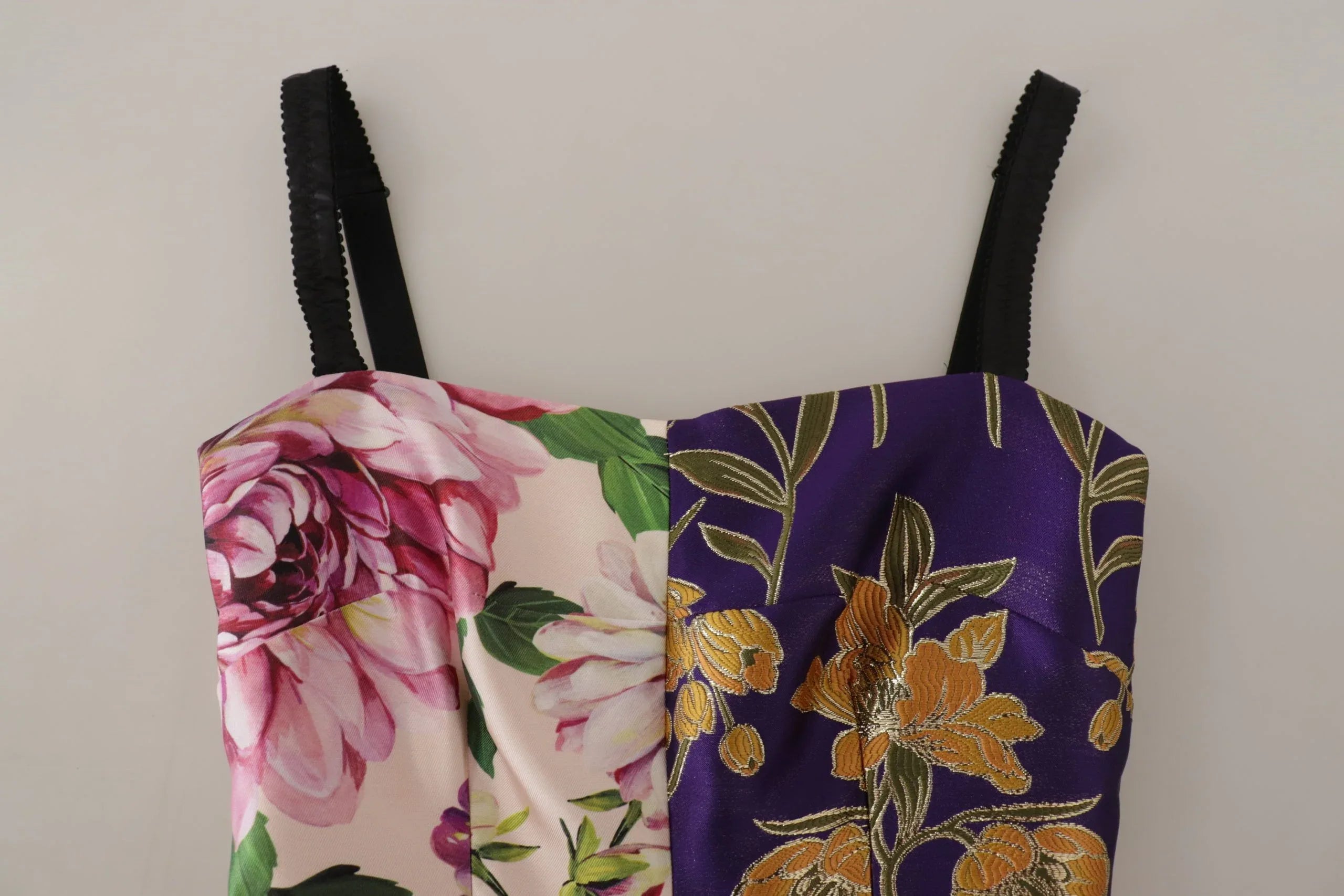 Dolce & Gabbana Dress Midi Patchwork Floral Jaquard Silk - Zeiniez