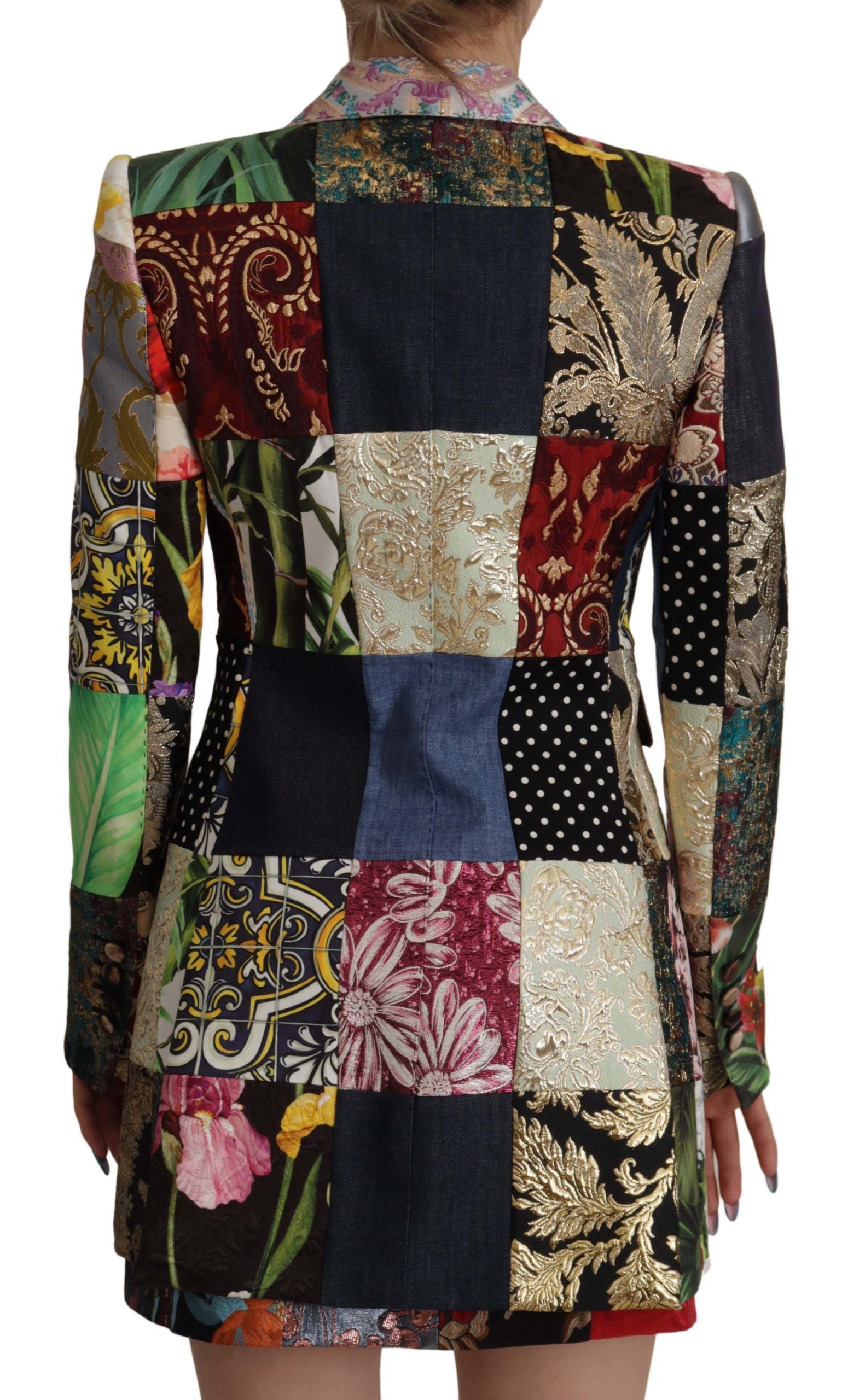 Dolce & Gabbana Multicolor Double-Breasted Patchwork Jacquard Blazer Jacket - Zeiniez