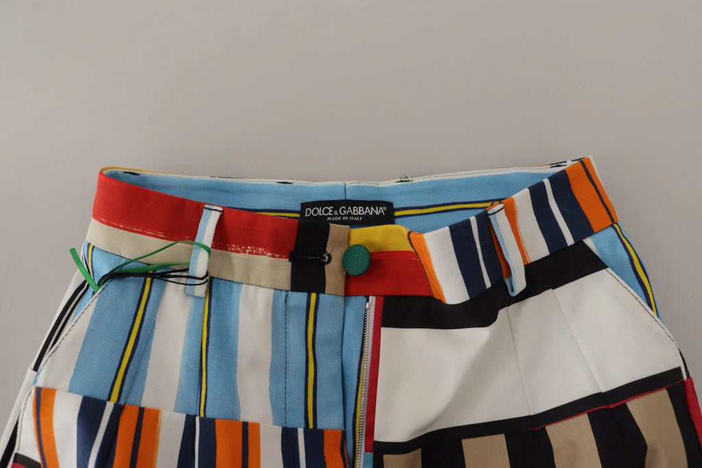 Dolce & Gabbana Multicolor Striped High Waist Cotton Pants - Zeiniez