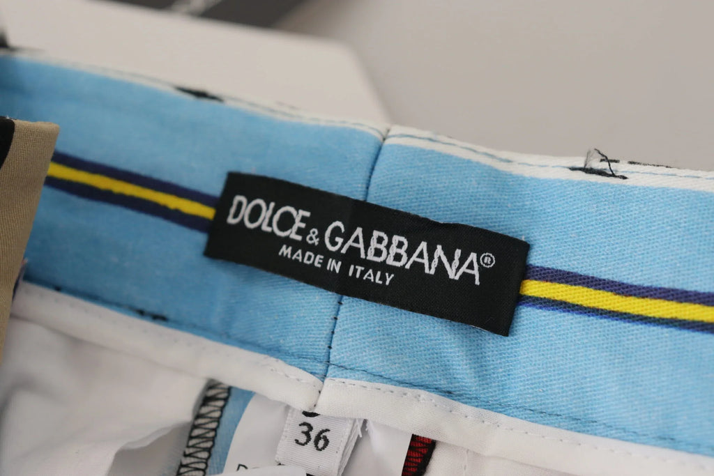 Dolce & Gabbana Multicolor Striped High Waist Cotton Pants - Zeiniez
