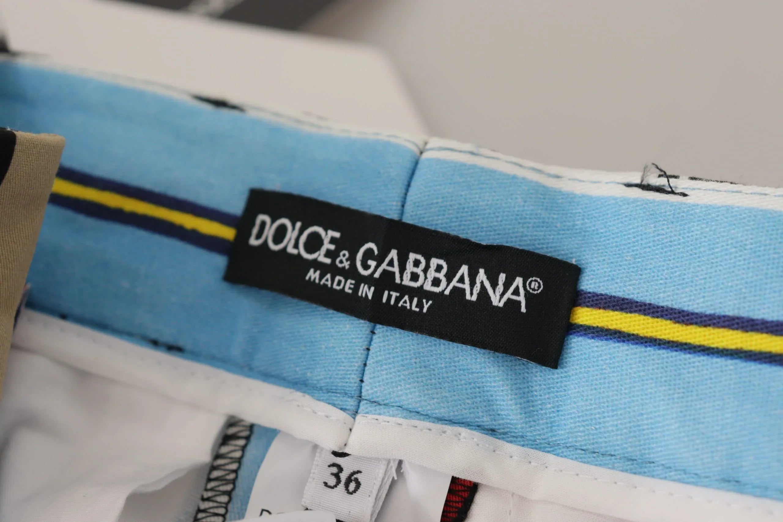 Dolce & Gabbana Multicolor Striped High Waist Cotton Pants - Zeiniez