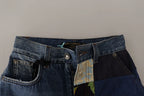 Dolce & Gabbana Blue Jeans Jacquard Majolica High Waist Pants - Zeiniez
