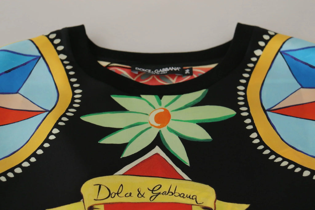Dolce & Gabbana Multicolor Soldier Carretto Silk Top T-shirt - Zeiniez