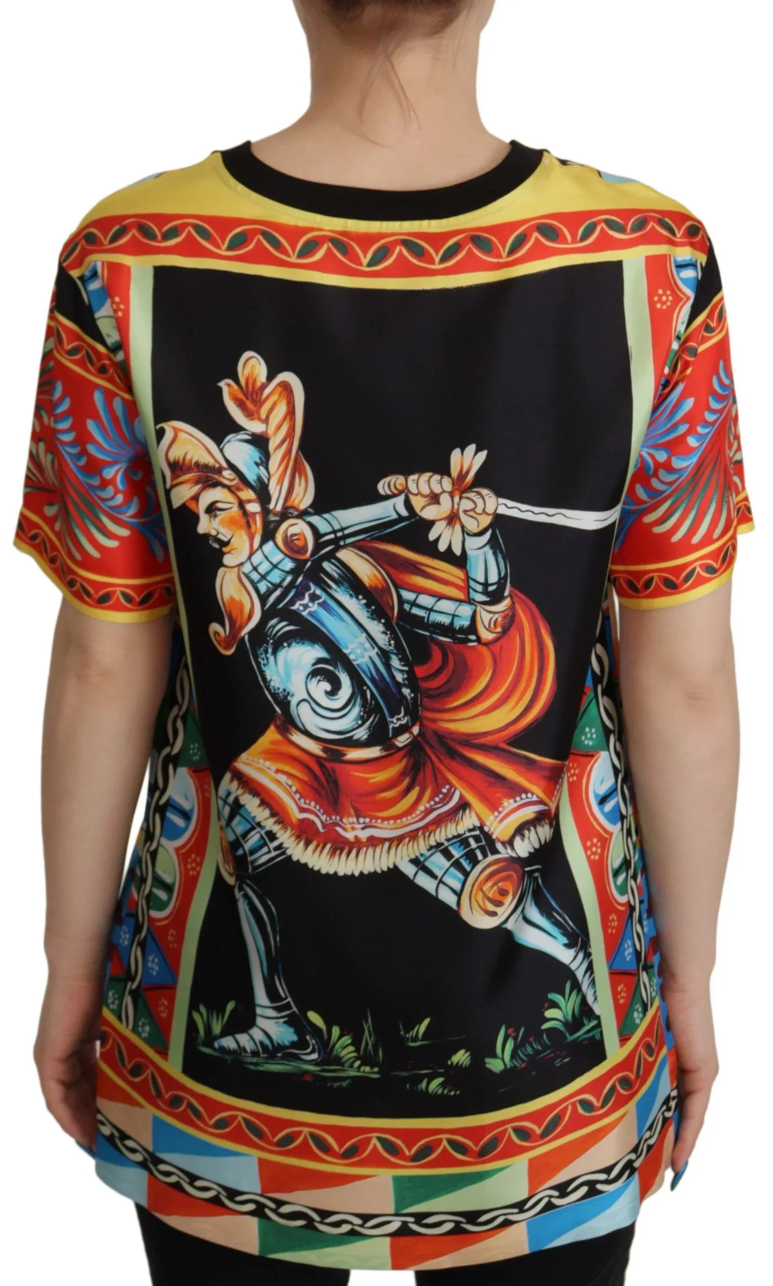 Dolce & Gabbana Multicolor Soldier Carretto Silk Top T-shirt - Zeiniez