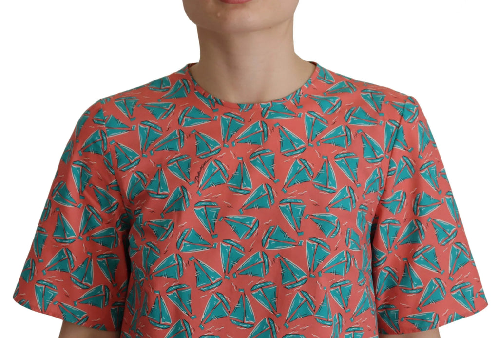 Dolce & Gabbana Pink Sail Boat Print Cotton T-shirt - Zeiniez