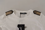Dolce & Gabbana White Black Roses Crewneck Cotton T-shirt - Zeiniez