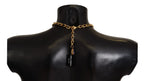 Dolce & Gabbana Gold Brass Crystal Purple Pink Pearl Pendants Necklace - Zeiniez