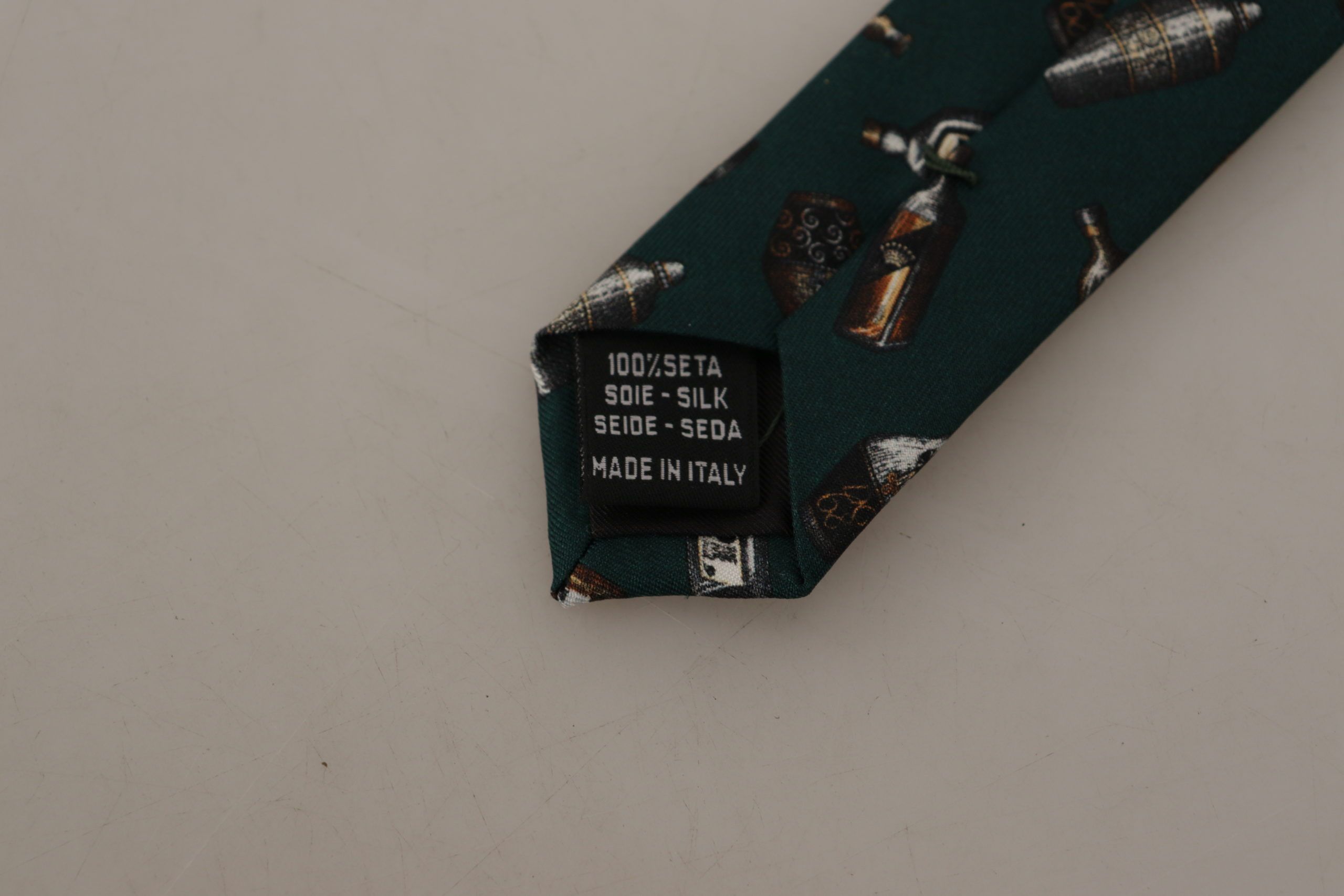 Dolce & Gabbana Black Bottle Fantasy Print Silk Adjustable Accessory Tie - Zeiniez