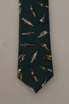 Dolce & Gabbana Black Bottle Fantasy Print Silk Adjustable Accessory Tie - Zeiniez