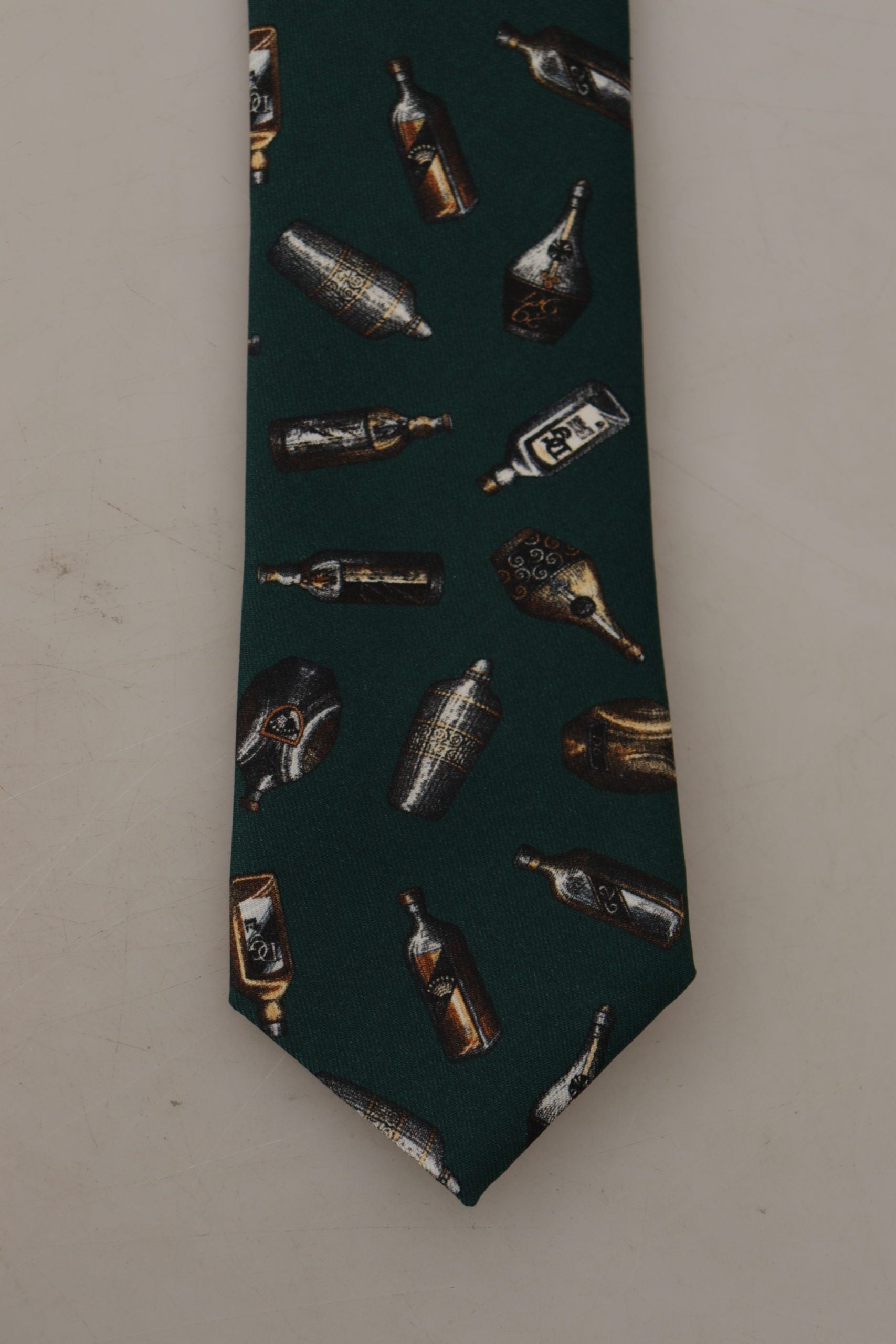 Dolce & Gabbana Black Bottle Fantasy Print Silk Adjustable Accessory Tie - Zeiniez