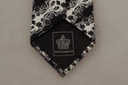 Dolce & Gabbana Black White Flower 100% Silk Print Adjustable Accessory Tie - Zeiniez