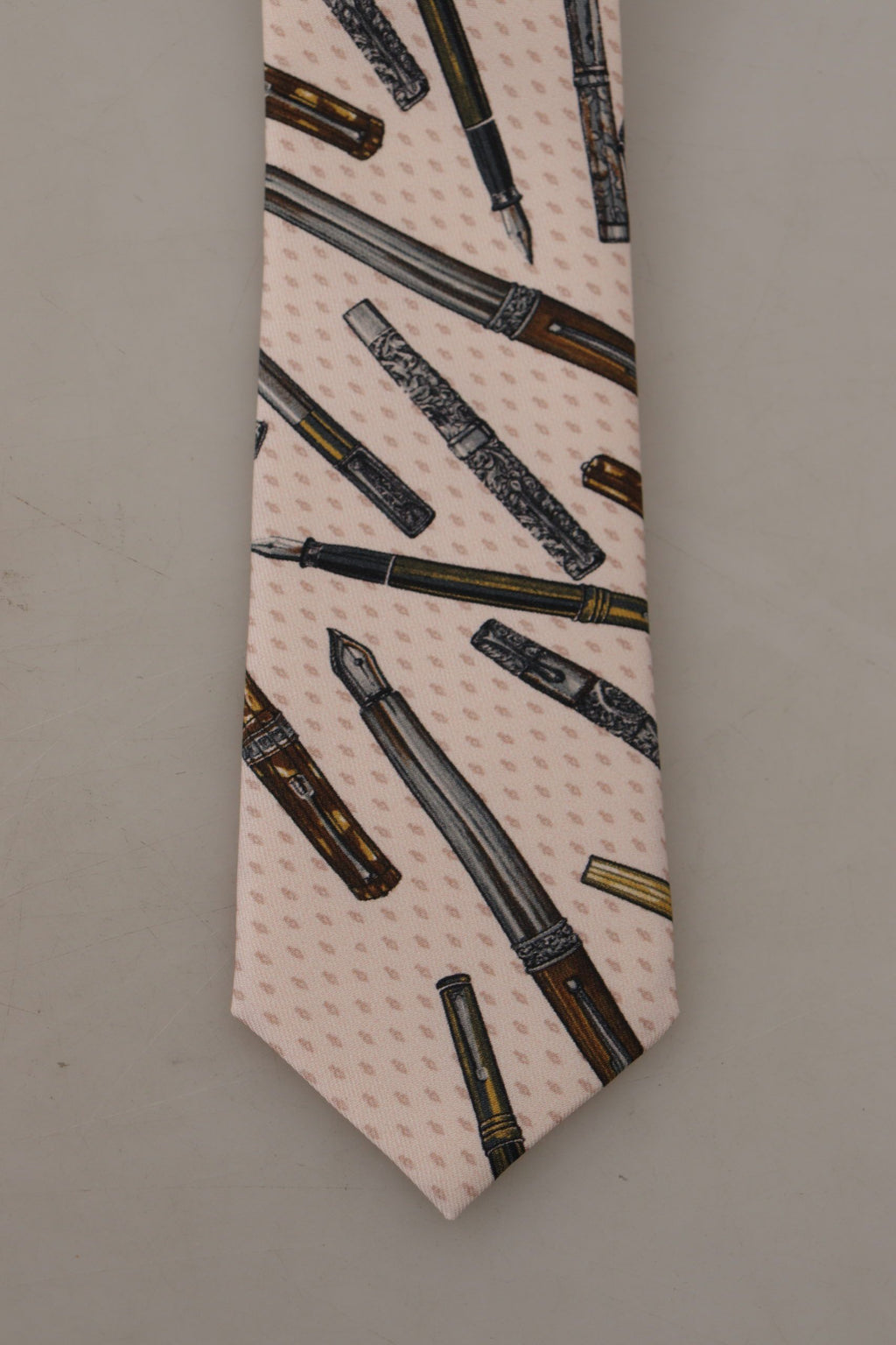 Dolce & Gabbana Pink Pen Dots Print 100% Silk Adjustable Neck Accessory Tie - Zeiniez
