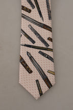 Dolce & Gabbana Pink Pen Dots Print 100% Silk Adjustable Neck Accessory Tie - Zeiniez