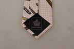 Dolce & Gabbana Pink Pen Dots Print 100% Silk Adjustable Neck Accessory Tie - Zeiniez