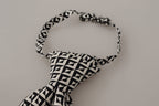 Dolce & Gabbana Black White Geometric 100% Silk Adjustable Accessory Tie - Zeiniez